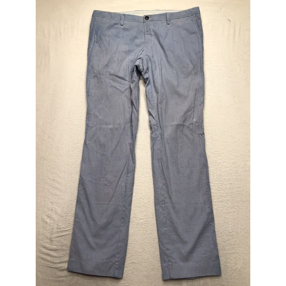 HUGO BOSS Stanino5 W Pants Men 34x32 Blue Hickory Stripe Stretch Chino